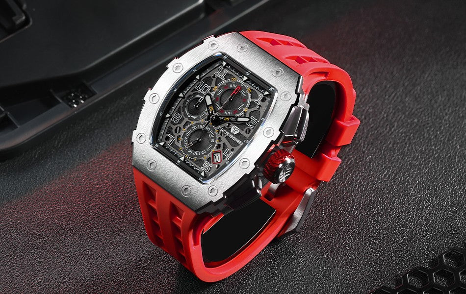 TSAR BOMBA Watch for Men Luxury Brand Tonneau Design Waterproof Clock Stainless Steel Wristwatch Fashion Rectangle Mens Watch
