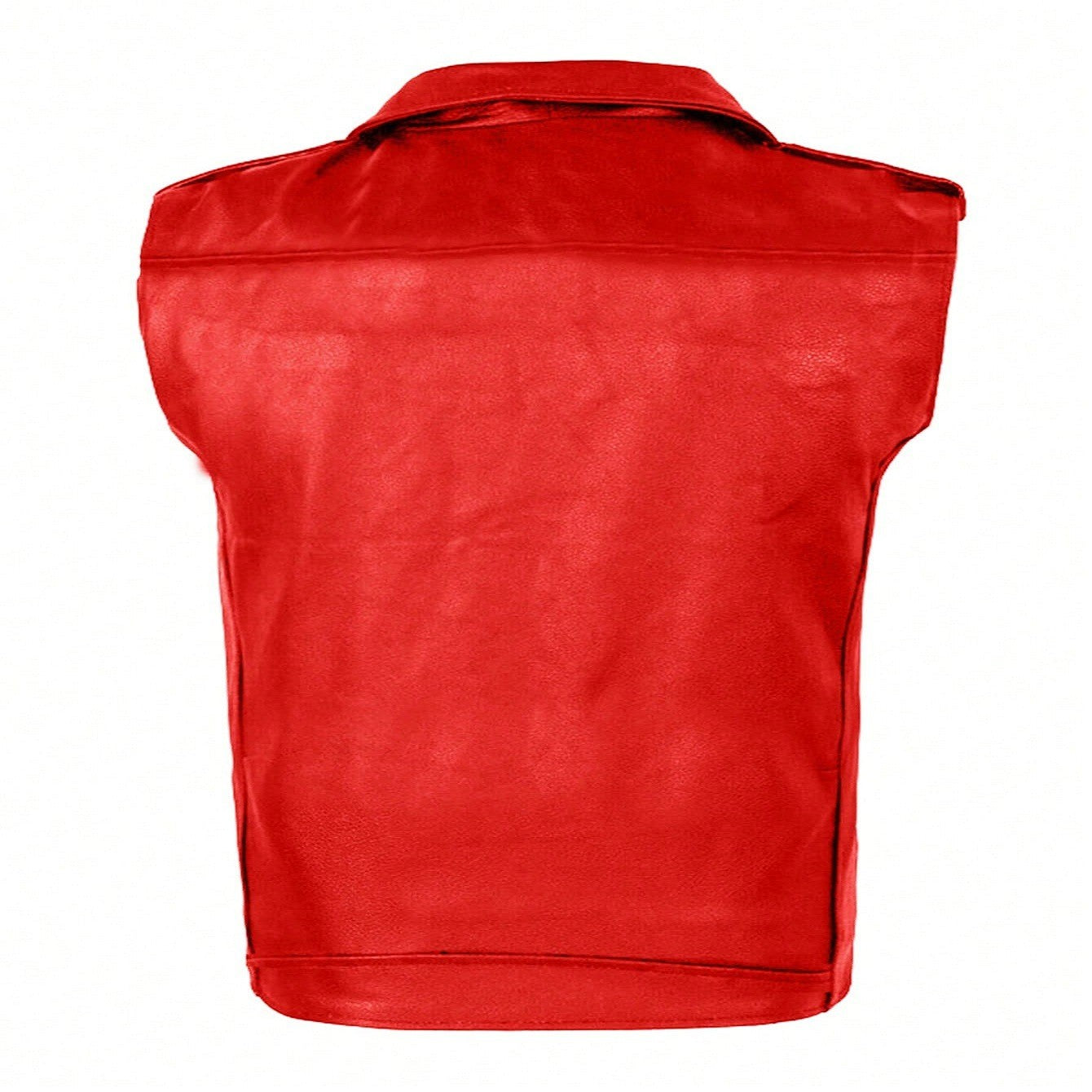 Black Color M-4xl Sizes Men's Sleeveless PU Leather Vest Style Motorcycle Jacket with Pockets Zipper Men Coats