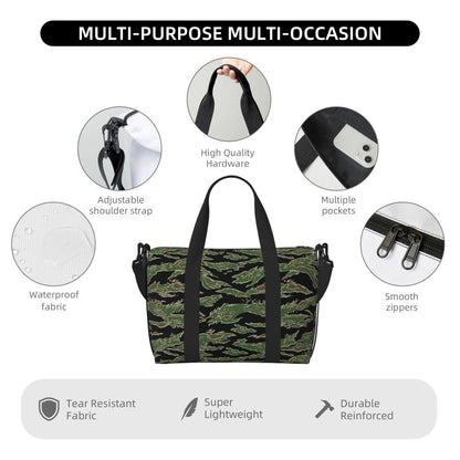 Tiger Stripe Camouflage Military Camo Beach Travel Bag Large Capacity Tote Bags for Gym Yoga Women Shopping Duffle Shoulder Bag
