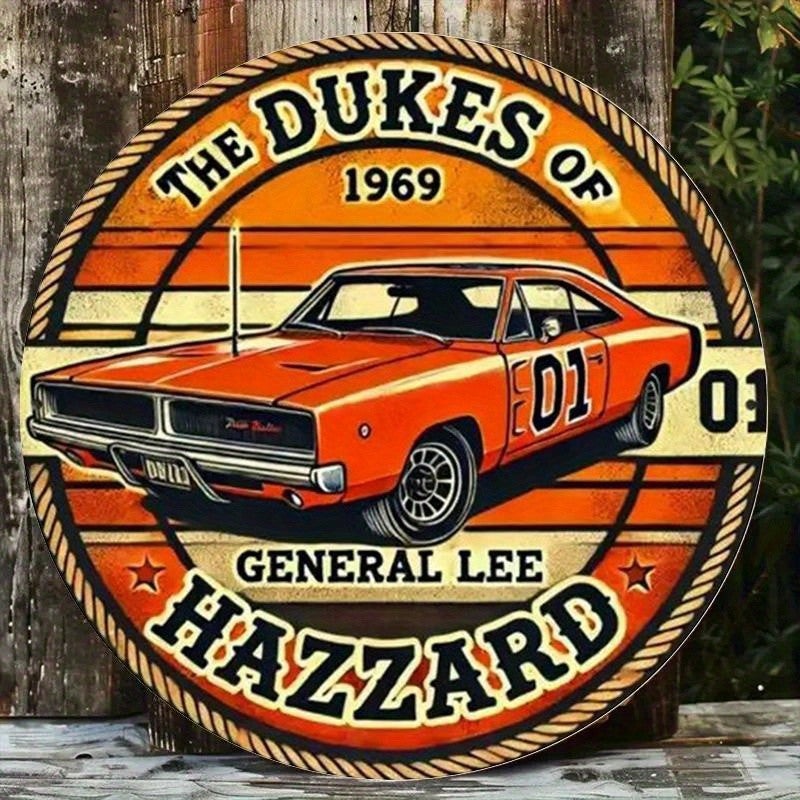 2D Flat, "Car Sign" Retro Wall Decor Aluminum Sign for Yard, Garden, Kitchen, Bar, Room, Outdoor, Garage, Club, Cafe, Restaurant