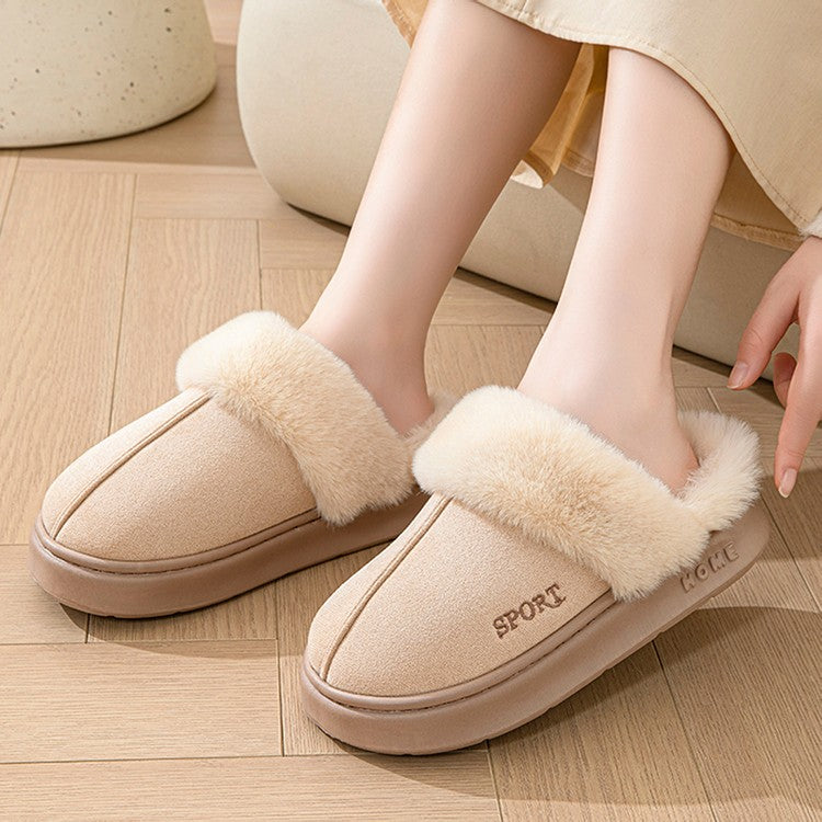 Casual Fluffy Slippers Women House Winter Plush Designer Shoes Ladies Flats Home Warm Fashion Elegant Solid Platform Footwear