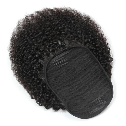 Extensões de Cabelo Afro Crespo Cacheado Rabo de Cavalo com Cordão Clip-in Extensões de Cabelo Humano Rabo de Cavalo Peças de Cabelo Crespo Cacheado Mongol