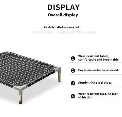Cama Elevada para Pets com Estrutura em Aço Inoxidável - Cama para Cães Militares para Todas as Estações Removível Lavável Fora do Chão para Pequenos Pets