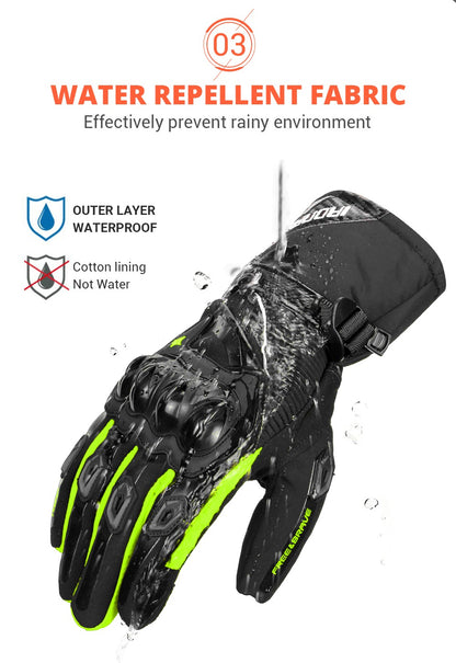 Luvas de motocicleta de inverno impermeáveis quentes masculinas dedo completo luvas de moto tela sensível ao toque para pilotagem de motocicleta