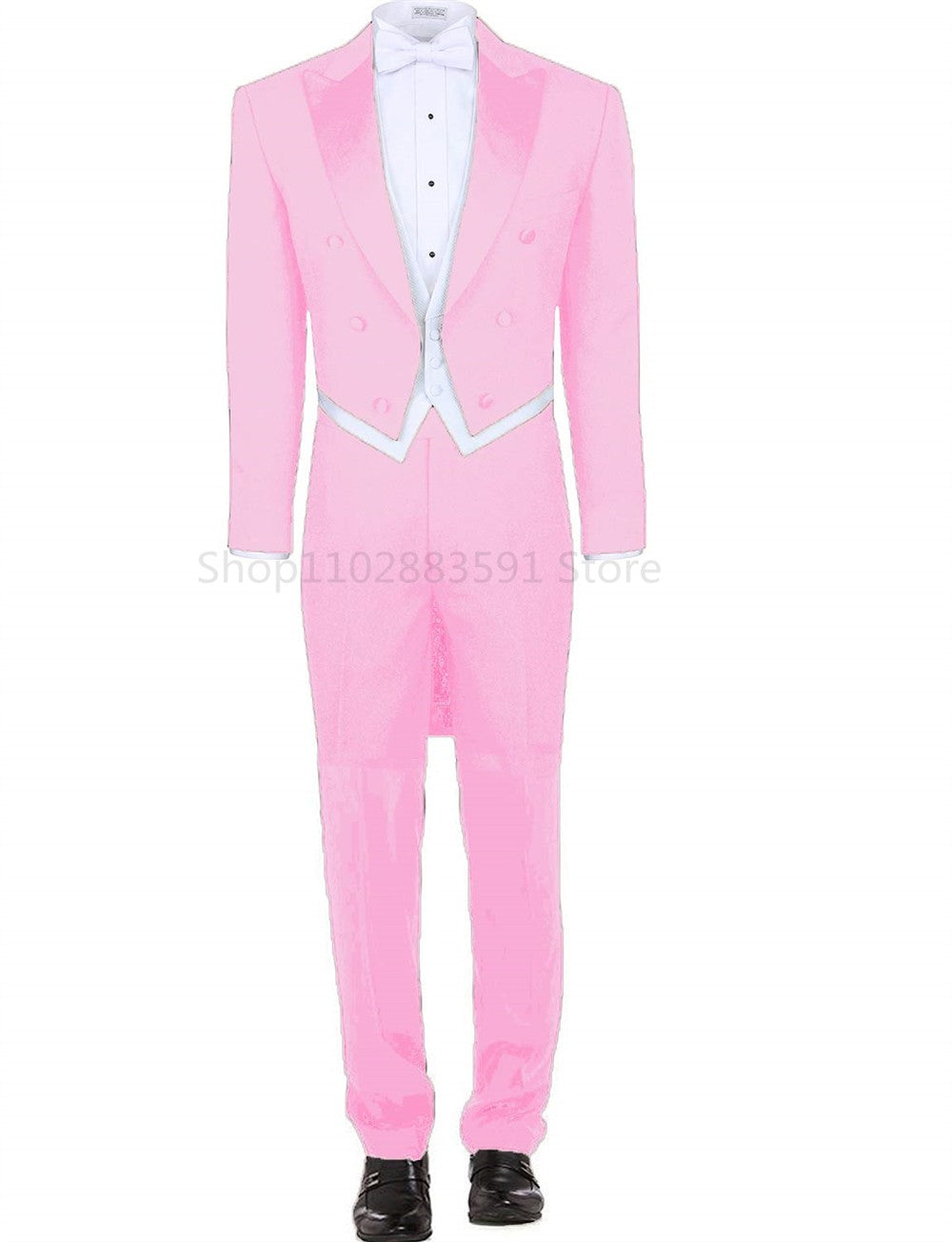 Solid Color Formal Tailcoat Men Suits Slim Fit Wedding Tuxedo Italian Style Custom 3 Piece Prom Dinner Jacket With Vest Pants