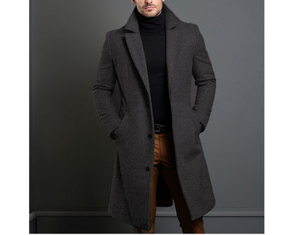 Winter Men's Trench Coats Luxury Male Mid-Long Warm Wool Jackets Casual Mens Business Comfortable Overcoat Clothing