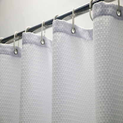 Cortina de Chuveiro de Tecido Minghe, Cortina de Chuveiro de Banheiro de Pano Resistente, Cortina de Chuveiro de Poliéster Waffle 230 gsm