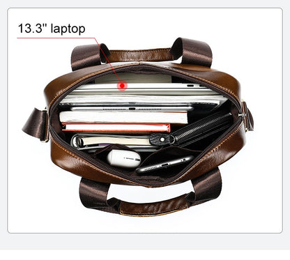 WESTAL Men's Shoulder Bags Genuine Leather Crossbody Messenger Bag For 13.3 Inch Laptop Briefcase Leather Man Handbags 8577