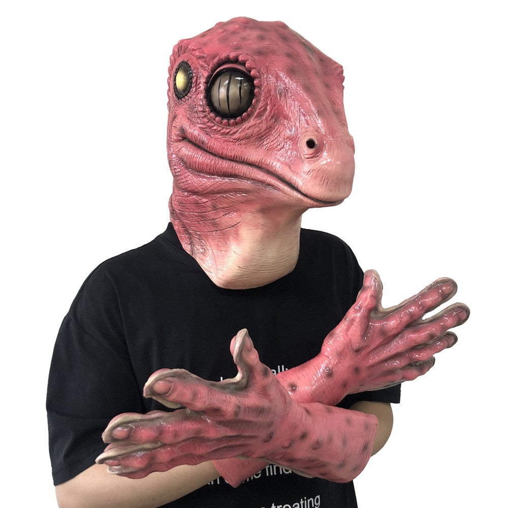Funny Animal Frog lizard Latex Mask Gloves Cosplay Reptile Alien Latex Helmet Halloween Carnival Party Costume Props Gifts