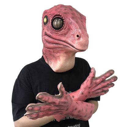 Funny Animal Frog lizard Latex Mask Gloves Cosplay Reptile Alien Latex Helmet Halloween Carnival Party Costume Props Gifts