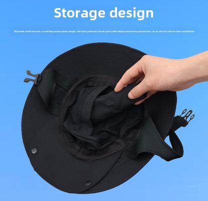 UPF50+ Men Surfing Hat Wide-brimmed Surf Cap Men Hat Breathable Brim Sunshade Quick-drying Beach Cool Cap Windproof Bucket Hat