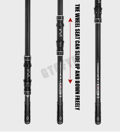 Cana de Pesca Telescópica de Carbono Portátil de 3,0M-4,5M, Vara de Pesca Giratória para Barco, Água Salgada, Água Doce, Surfcasting, Baitcasting