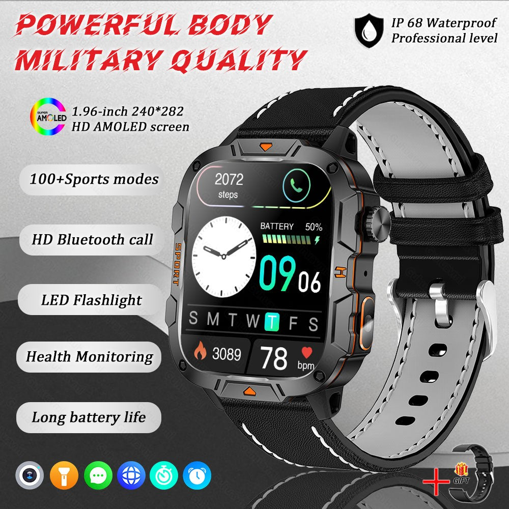 2025 Novo Para Xiaomi Militar Grau Smart Watch Masculino Tela AMOLED de 1.96" 5ATM À Prova D'Água Esportes Rastreador de Fitness Chamada BT Smartwatch