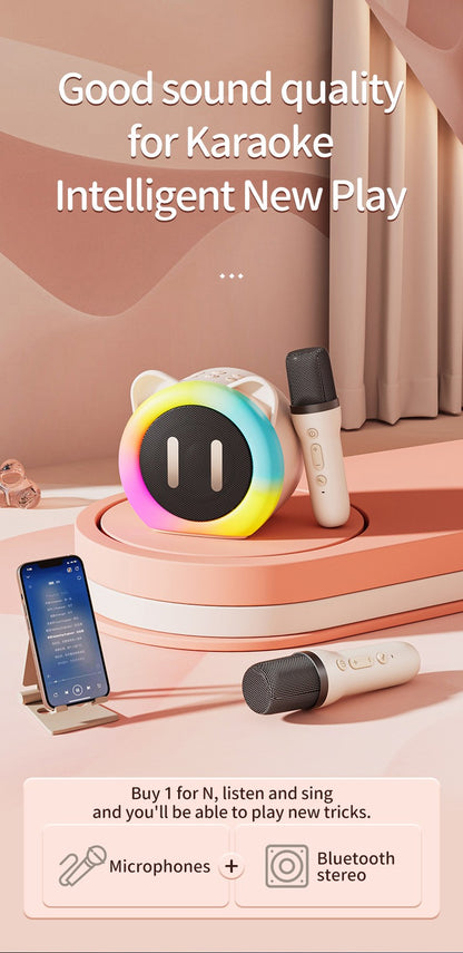 PARAMITA Bluetooth Speaker Portable Home Cute Karaoke Mini Wireless Audio with Microphone Home Karaoke Singing Machine Kids Gift