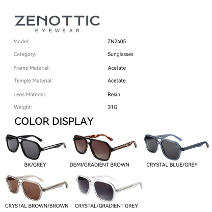 ZENOTTIC Classic Handmade Acetate Polarized Sunglasses Aviator Double Bridge Design UV400 Protection Sun Glasses For Women