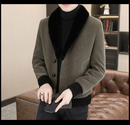 2024 Winter Woolen Jacket for Men Thick and Plush Warm Lapel Trench Coat Casual Business Wool Blends Social Streetwear Overcoat