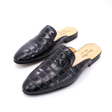 Men's shoes, genuine leather toe caps, slippers, men's fashionable outdoor men's half slipper leather shoes, loafers