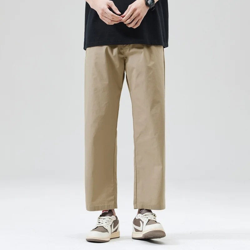 Calça Masculina Casual Cleanfit Estilo Americano para Esportes ao Ar Livre Nove Pontas Solta em Tela Confortável Elegante e Sofisticada