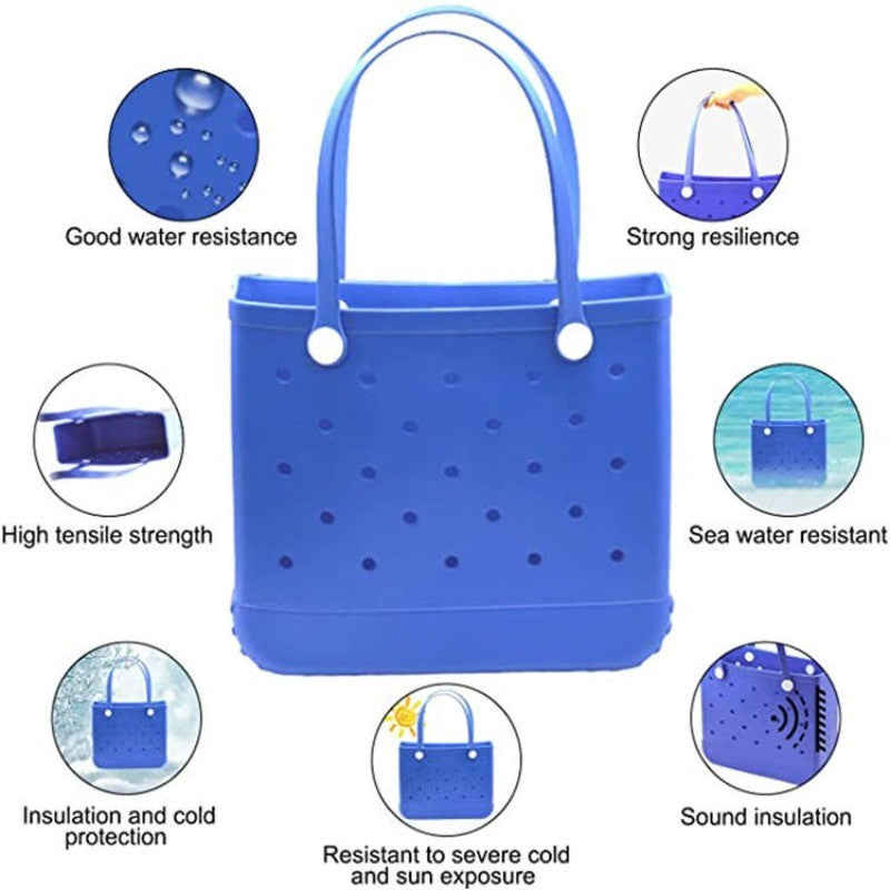 Fashion Large Beach Bags EVA Rubber Waterproof Storage Baskets Travel Shopping Handbag Women Shoulder Solid Color Jelly Bag