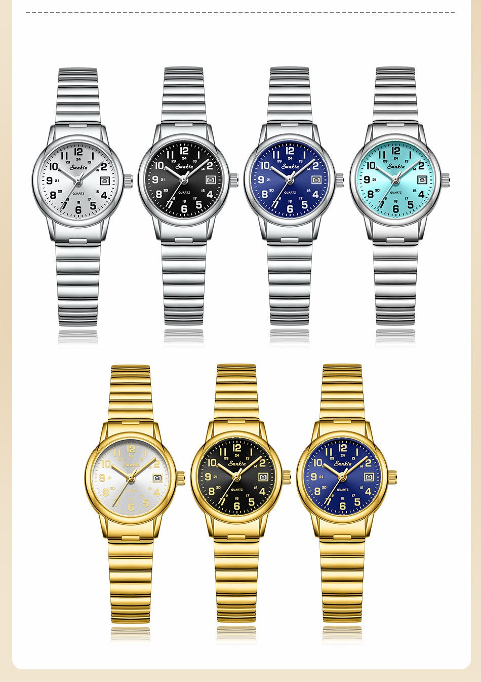 SUNKTA Women's Quartz Wristwatches Top Brand Luxury Bracelet Watch Gift For Women Fashion Simple Sport Waterproof Ladies Watch