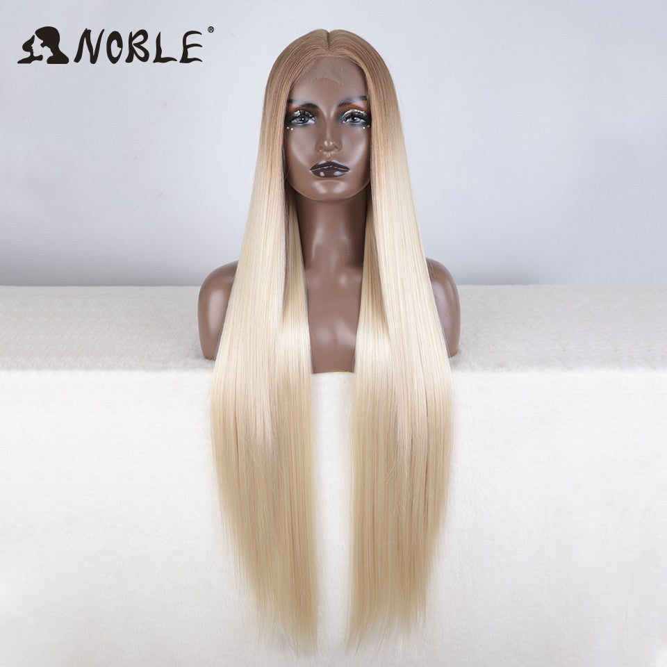 Perucas Noble Cosplay Para Mulheres Negras Perucas Sintéticas Lisas de Renda de 38 Polegadas Peruca Loira Ombre de Renda Peruca Sintética Loira de Renda Cosplay