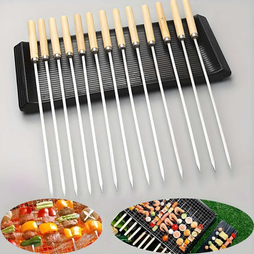 50-Pack Stainless Steel BBQ Skewers | Reusable & Rust-Proof Grilling Sticks | for Camping Backyard Parties Outdoor Cooking