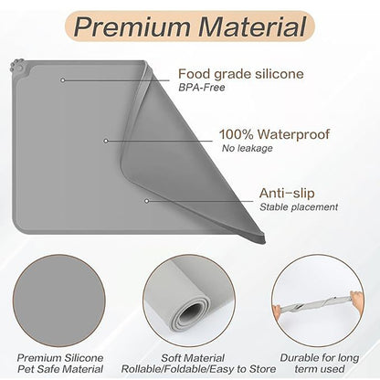 Tapete de Silicone Antiderrapante para Comida de Animais de Estimação Tapete Impermeável para Tigela de Cães Gatos Comedouro de Água Antiderramamento Proteção de Chão de Inverno