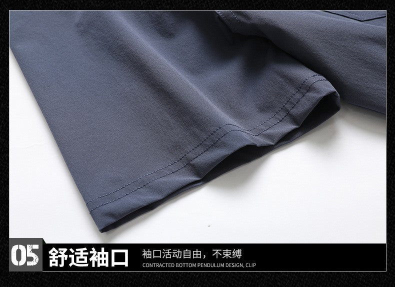 2024 Summer New Cargo Shirt Short Sleeve Men's Cargo T-shirt Outdoor Navy Multi-pocket Breathable Camping Hiking Work Shirts