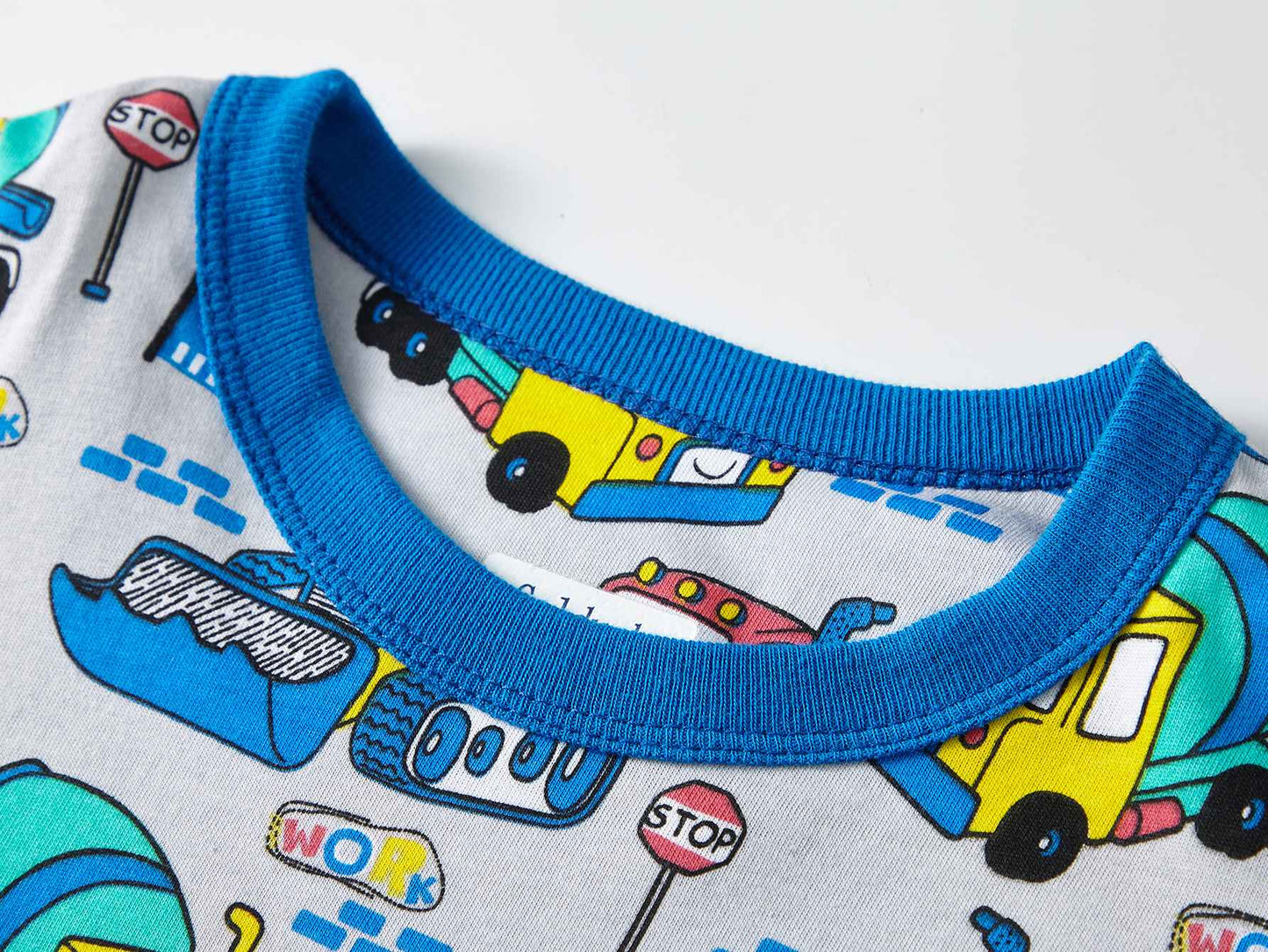 Boys Cartoon Engineering Car Pajamas Set 100% Cotton 2PC Loungewear  Long Sleeve Elastic Cuffs Soft sleepwear For Kids 1-8 Years
