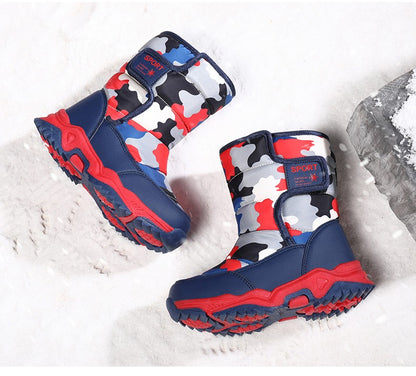 2025 Winter Children Shoes Plush Waterproof Fabric Non-Slip Girl Shoes Rubber Sole Snow Boots Fashion Warm Outdoor Boots