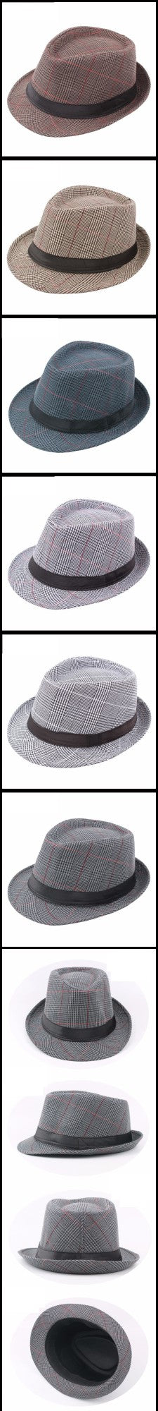 Check Fedora Middle-aged and elderly spring/summer leisure gentleman jazz hat men's artistic sunshade Party Bucket hat