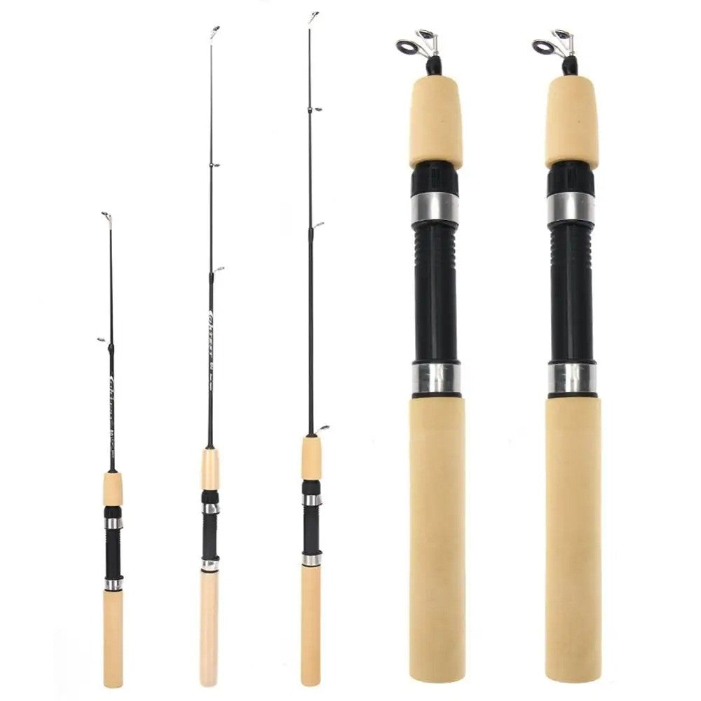 60 80 100CM Mini Telescopic Ice Fishing Rod Portable Carbon Fiber River Shrimp Carp Fishing Pole Winter Fishing Rod Tackle Pesca