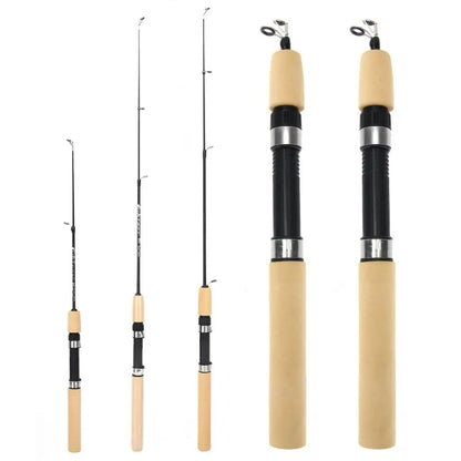 60 80 100CM Mini Telescopic Ice Fishing Rod Portable Carbon Fiber River Shrimp Carp Fishing Pole Winter Fishing Rod Tackle Pesca