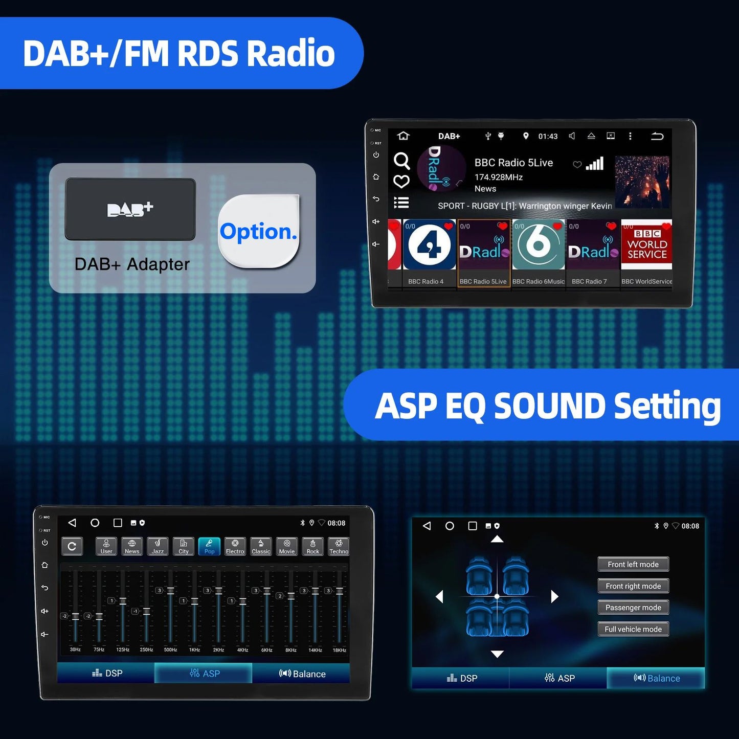 ESSGOO Rádio Estéreo Automotivo 9 polegadas 2 DIN Sem Fio CarPlay Android Auto Bluetooth 64G GPS Navegação RDS WiFi USB FM DAB+CÂMERA