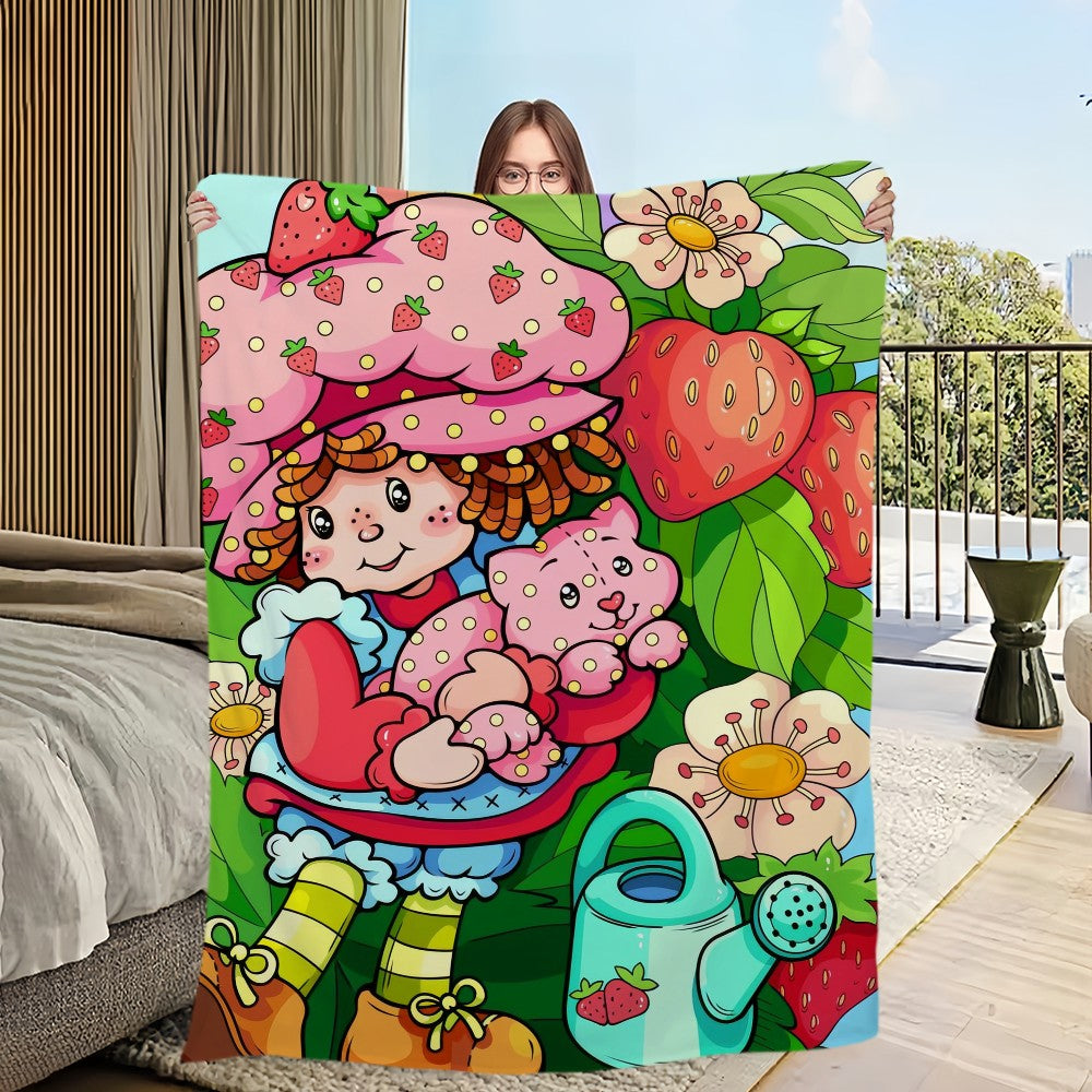 Cute S-Strawberry S-Shortcake Blanket Skin friendly comfort warm soft plush blanket suitable sofa living room office bedroom