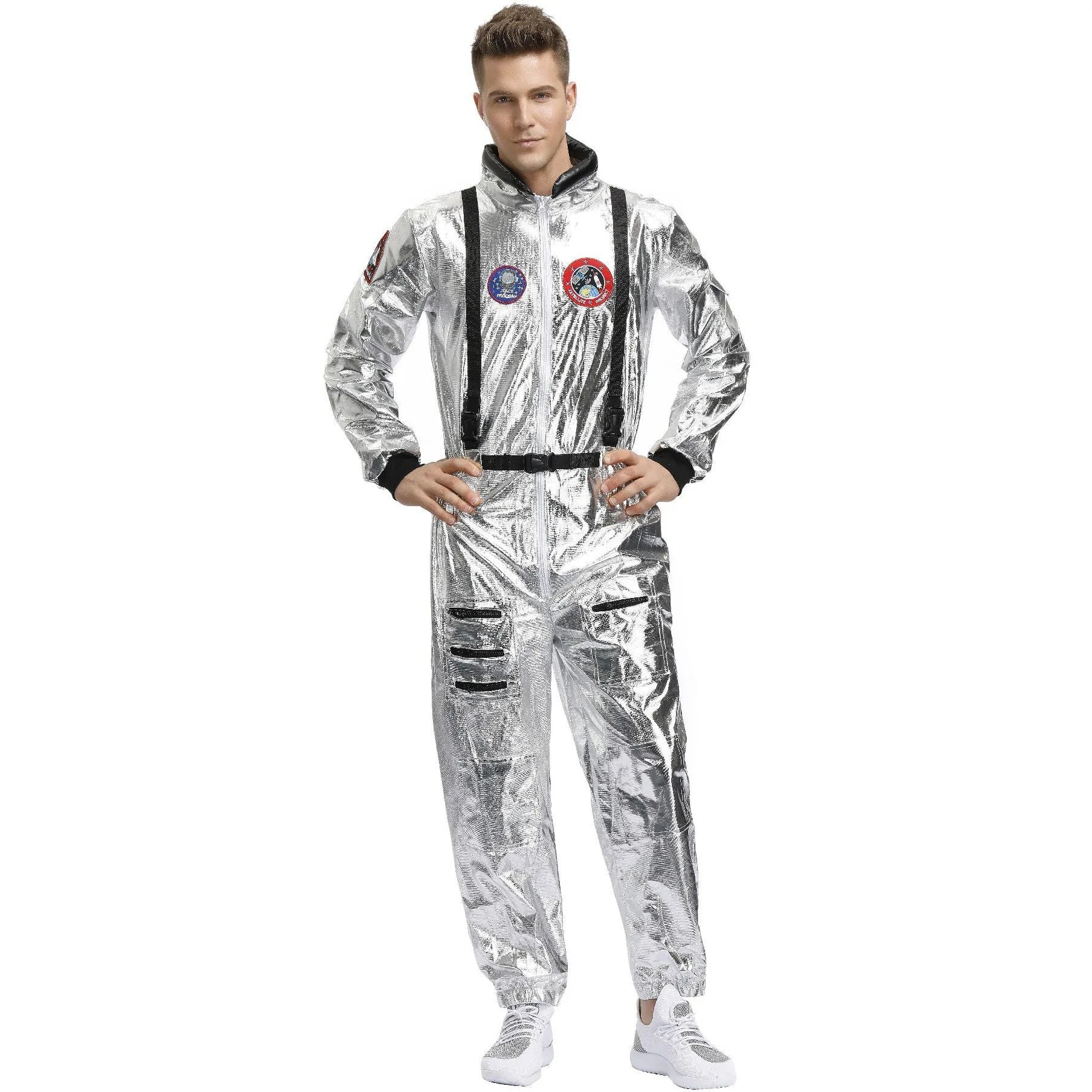 Astronaut Costume Spacesuit Silver Spaceman Men Women Space Suit Halloween Christmas Performance Spacesuit Costume Party Gift