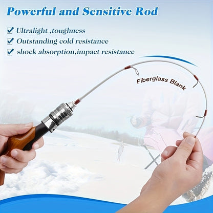 Portable Ice Fishing Rod, Detachable Plug-in Fishing Rod, Ultralight Sensitive Winter Fishing Pole for Ice Fishing