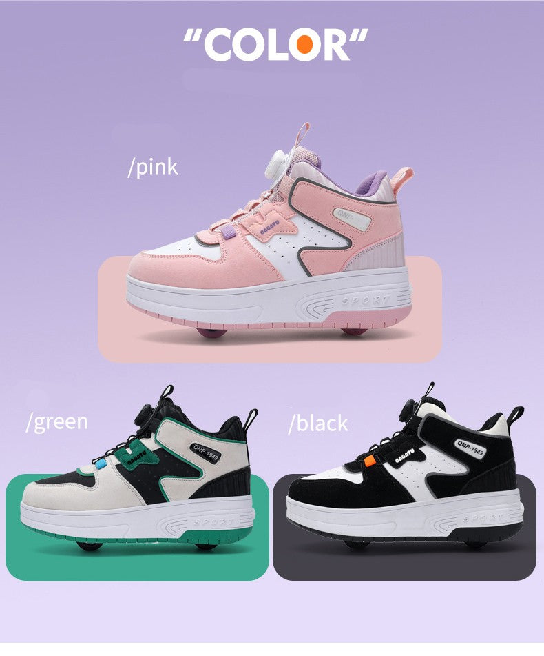 Children Junior Roller Skate Shoes Kids Sneakers with Two Boys Girls Wheels Shoes Running Adult Casual Boys Shoes size 31-42