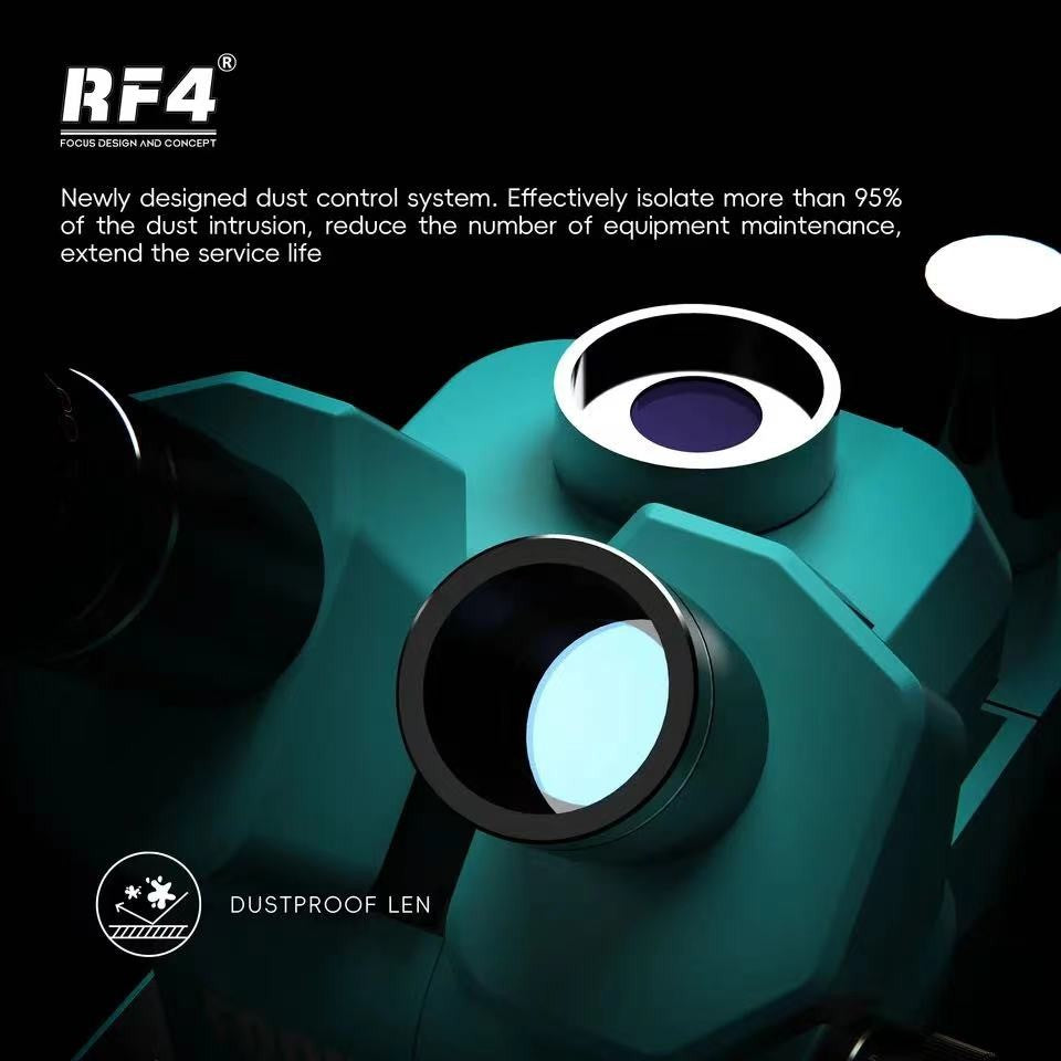 RF4 Microscópio Trinocular Estéreo Rotação 360° com Braço Articulado Suporte de Campo Amplo Câmera HDMI 4K Reparo de Solda de Placa PCB de Celular