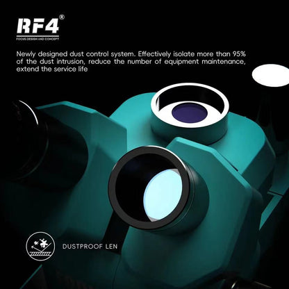 RF4 Microscópio Trinocular Estéreo Rotação 360° com Braço Articulado Suporte de Campo Amplo Câmera HDMI 4K Reparo de Solda de Placa PCB de Celular