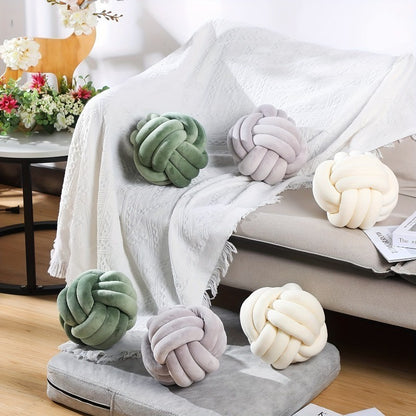 Woven Knotted Ball Pillow Gaming Chair Back Stuffed Cushion Cute Plush Throw Pillow Sofa Decorative Cushion Home Accessories