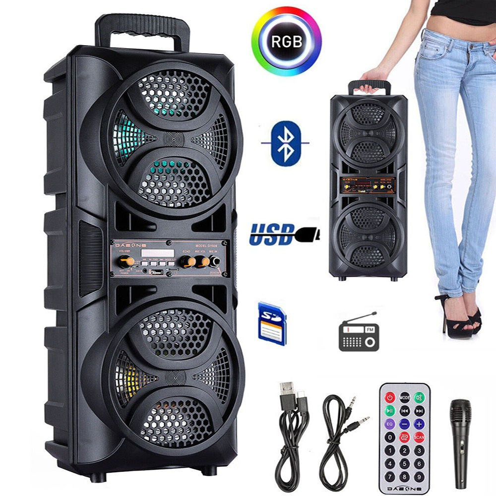 Alto-falante Bluetooth Portátil 3000W Subwoofer Graves Potentes Sistema de Som Festa DJ Karaokê Controle Remoto e Microfone