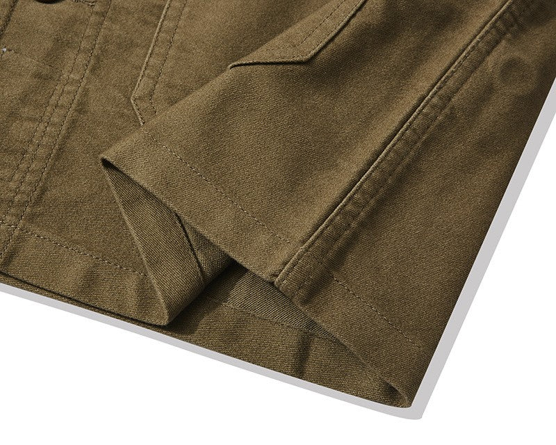 Autumn and Winter New OKONKWO Moleskin Heavyweight Retro French Workwear Jacket Multi Bag Men's Coats American Vintage