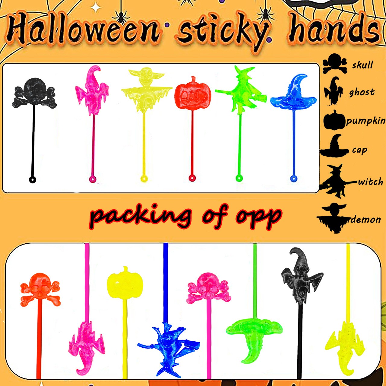 10-50PCS Pumpkin Ghost Skull Skull Halloween Sticky Trick Wall Climbing Gift