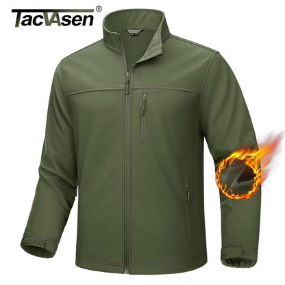 TACVASEN Waterproof Softshell Jackets Mens Winter Fleece Lined Work Jackets Zipper Pocket Outdoor Jacket Male Windbreaker