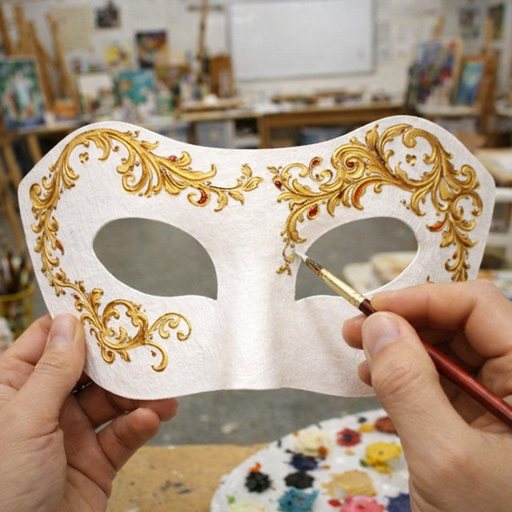 5 Pcs DIY Blank Half Face Masquerade Mask, Unpainted White Venetian Mask for Kids Adults Art Craft Halloween Costume Decoration
