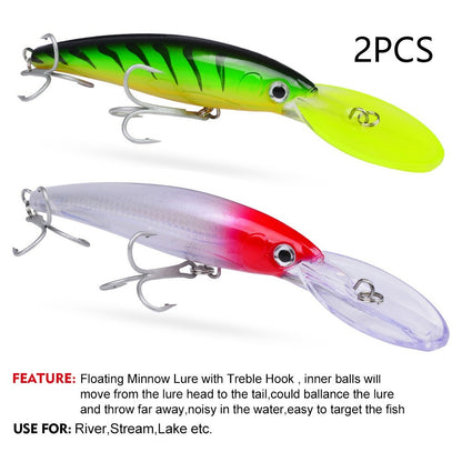 Isca Artificial Flutuante Minnow 32g 50g 75g Isca de Pesca Longa Arremesso Água Salgada Robalo Iscas Duras Minnow para Pesca de Robalo