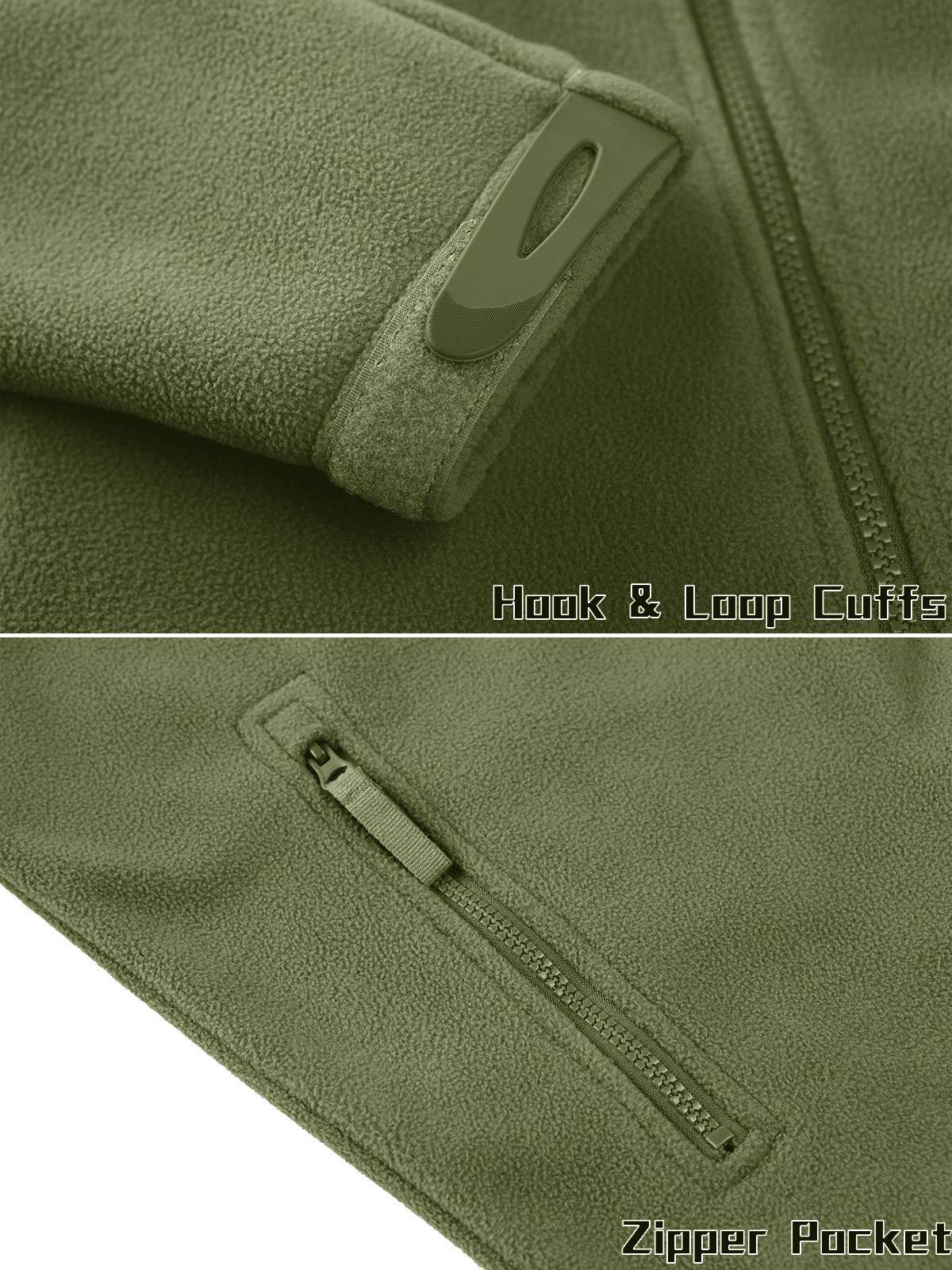 TACVASEN Men's Fleece Jacket Soft Warmth Windproof Full Zip Up Coat Multiple Zipper Pockets Hiking Working Outdoors Windbreaker