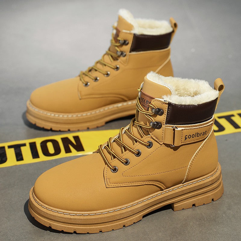 Botas masculinas de sarja cano alto, tênis esportivo casual, botas masculinas modernas e estilosas