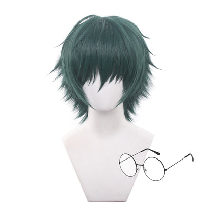 Anime Jujutsu Kaisen Maki Zenin Cosplay Wig Short Green Hair Glasses Shimetsu Kaiyuu Halloween Party